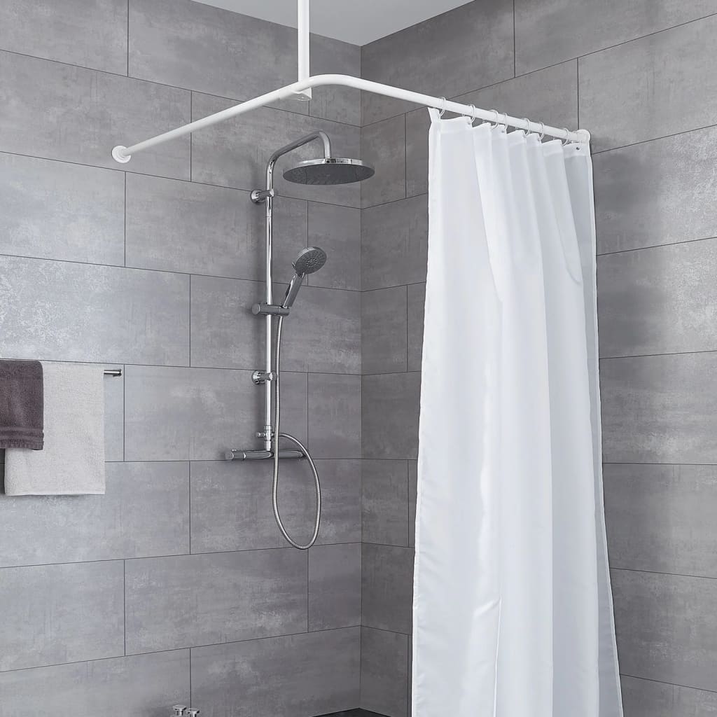 Kleine Wolke Universal Shower Curtain Rod 3 Sizes White - Bend