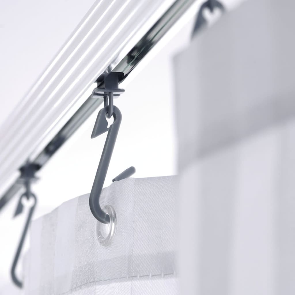 RIDDER Universal Corner Shower Curtain Rail with Hooks Chrome 52500 - Bend