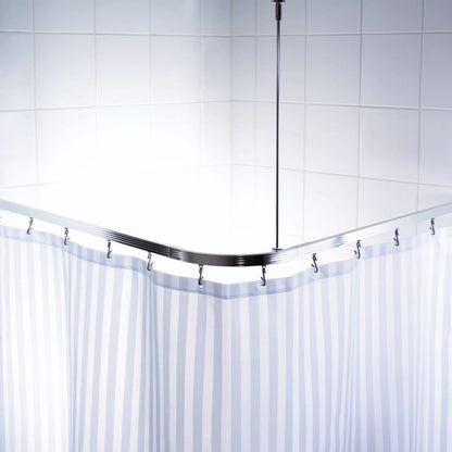 RIDDER Universal Corner Shower Curtain Rail with Hooks Chrome 52500 - Bend