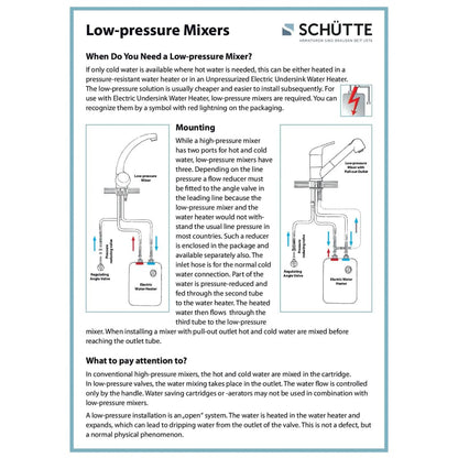 SCHÜTTE Sink Mixer UNICORN Low Pressure Chrome - Bend