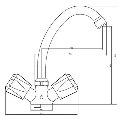 SCHÜTTE 2-Handle Basin Mixer BRILLANT Chrome