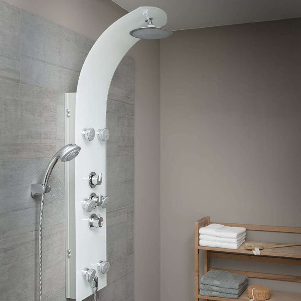 SCHÜTTE Glass Shower Panel with Thermostatic Mixer LANZAROTE White