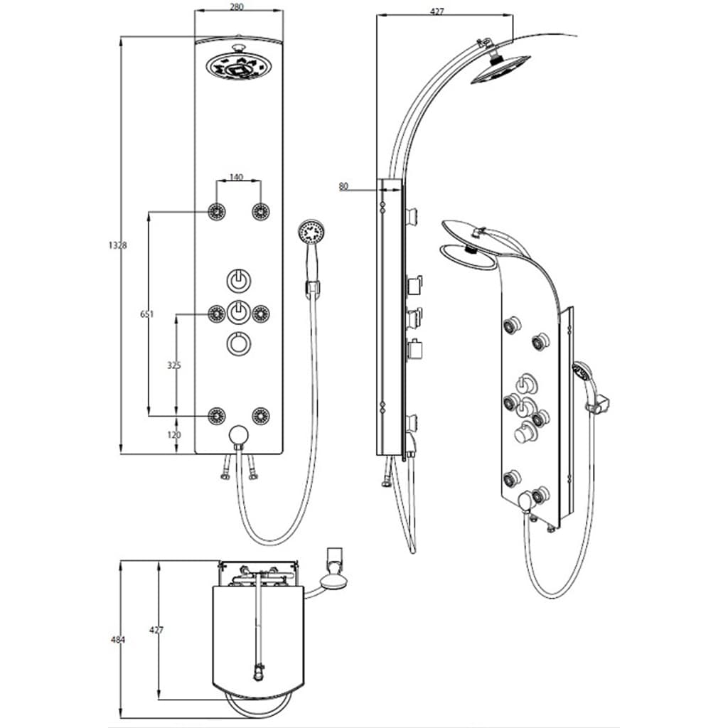 SCHÜTTE Glass Shower Panel with Thermostatic Mixer LANZAROTE White