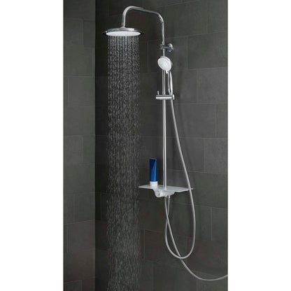 AQUASTAR Chrome-White Shower Set with Storage Tray