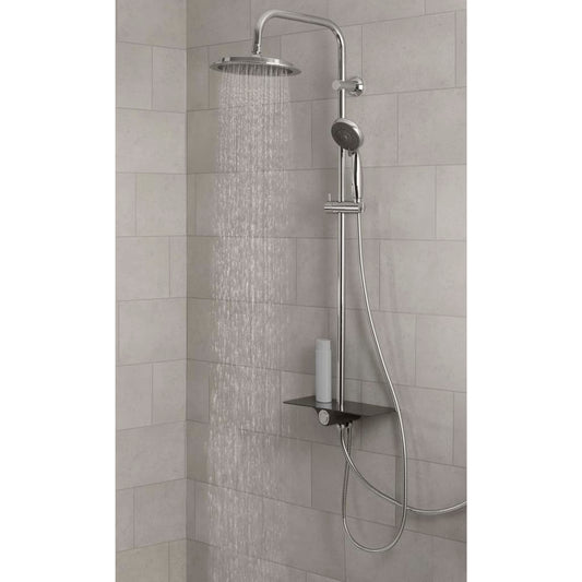 AQUASTAR Shower Set with Tray in Anthracite-Chrome