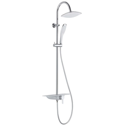 SCHÜTTE Chrome-White Shower Set with Mixer and Tray - Bend