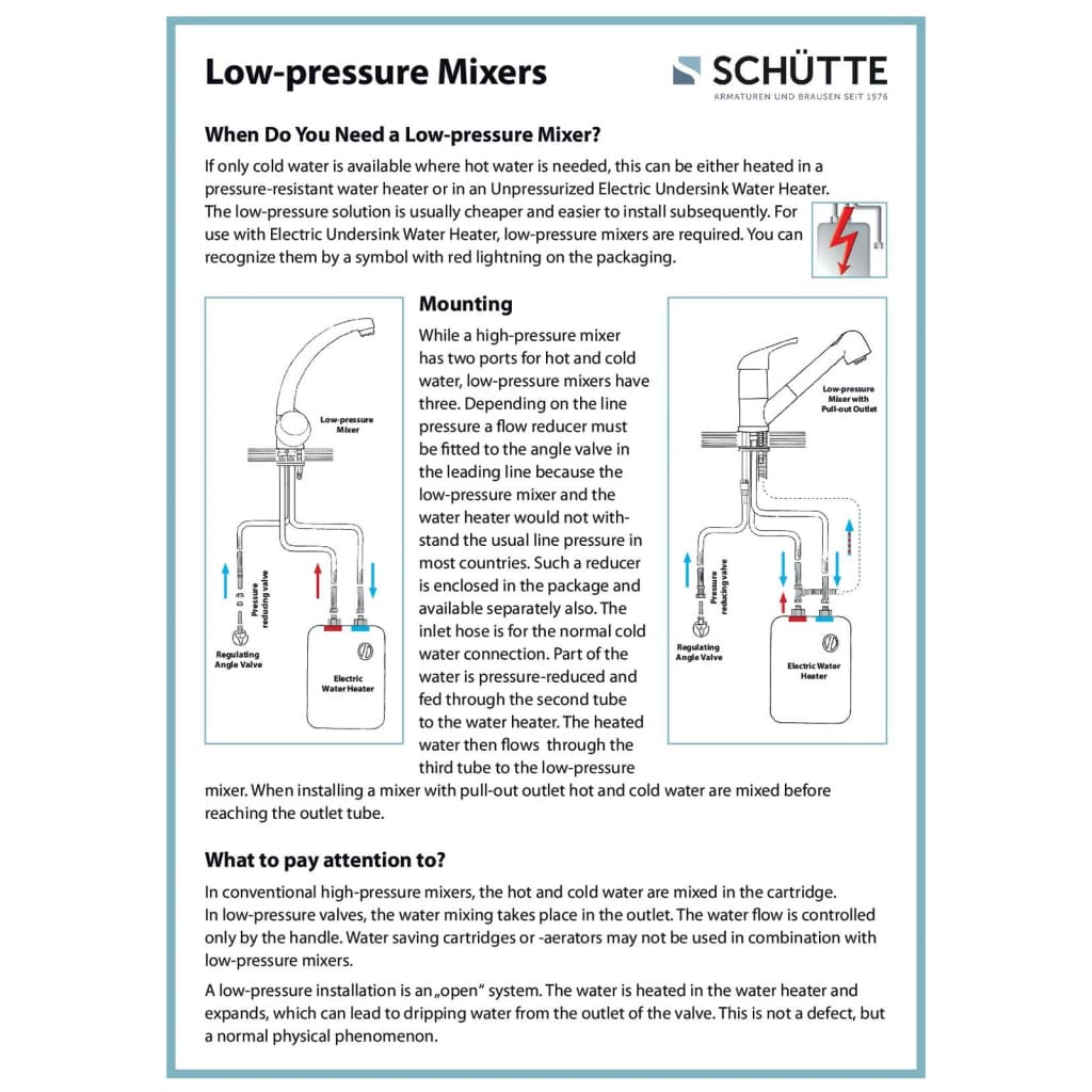 SCHÜTTE Basin Mixer Low Pressure MAGNA Chrome - Bend