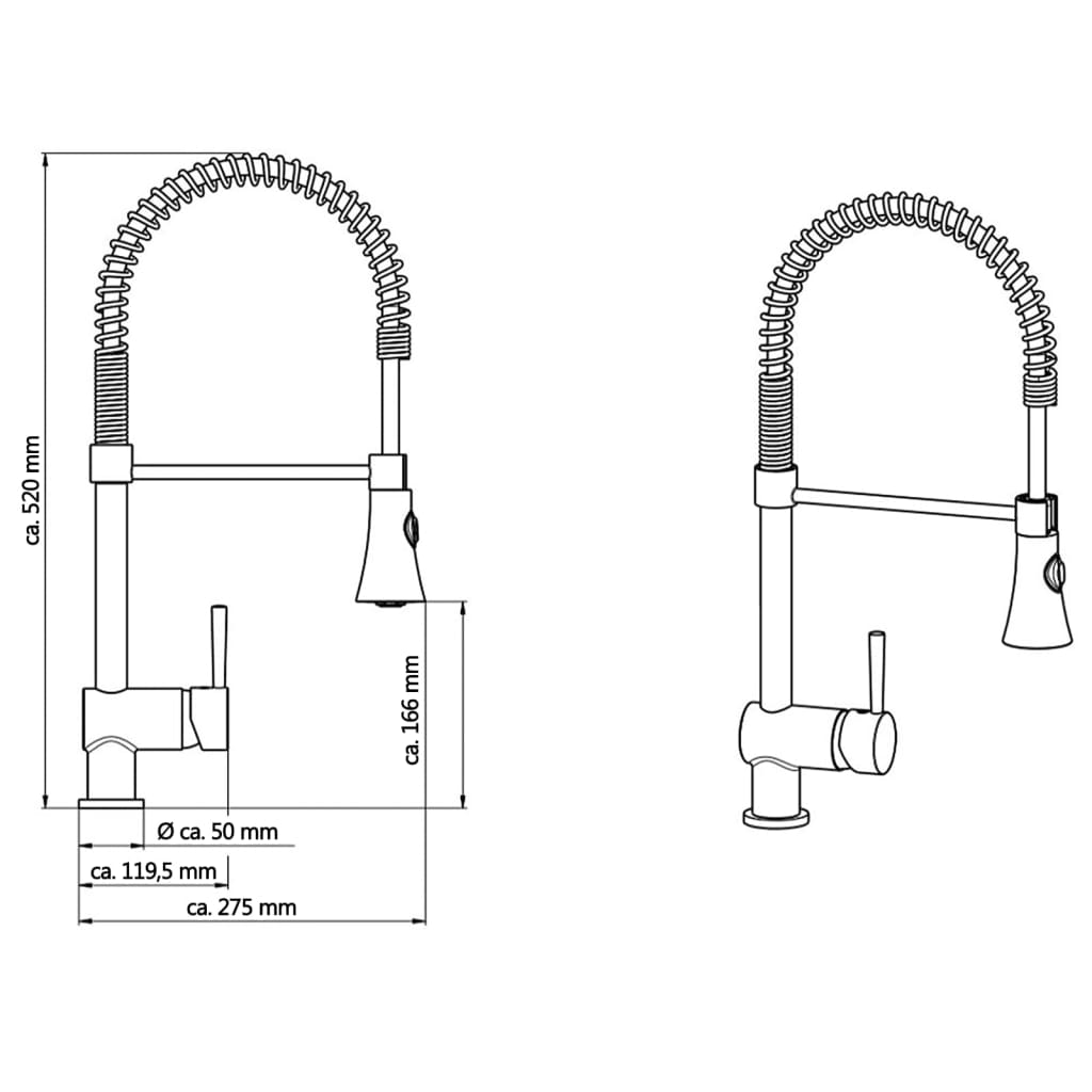 SCHÜTTE Sink Mixer with Spiral Spring CORNWALL Low Pressure Stainless Steel Look - Bend