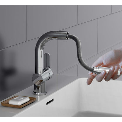 SCHÜTTE Basin Mixer with Pull-Out Spray LONDON Chrome - Bend