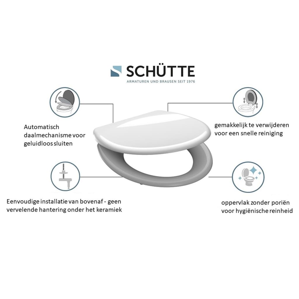 SCHÜTTE Duroplast Toilet Seat with Soft-Close Quick Release GREY