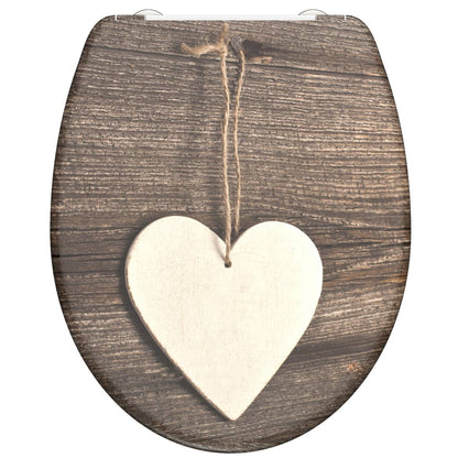 SCHÜTTE Duroplast Toilet Seat with Soft-Close WOOD HEART Printed