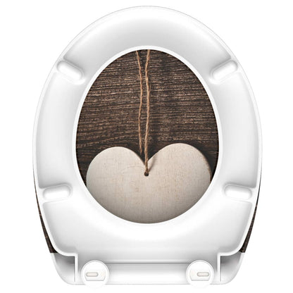 SCHÜTTE Duroplast Toilet Seat with Soft-Close WOOD HEART Printed