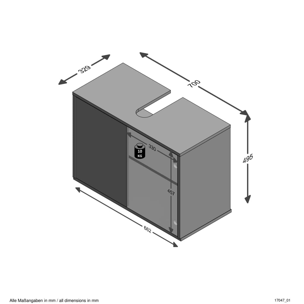 FMD Under-sink Bathroom Cabinet 70x32.9x49.5 cm White - Bend