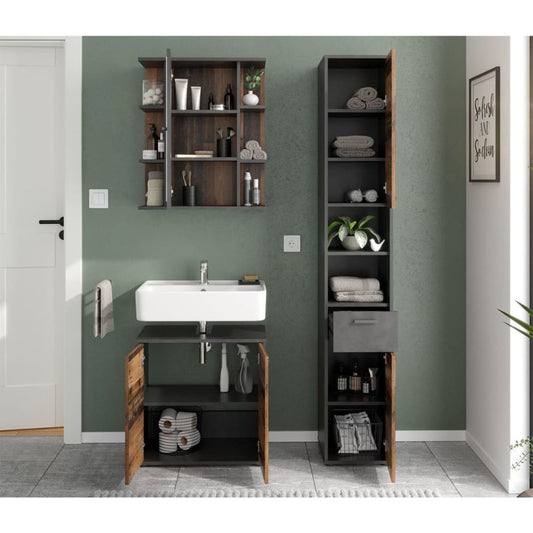 FMD Bathroom Sink Cabinet with 2 Doors Matera Old Style Dark - Bend