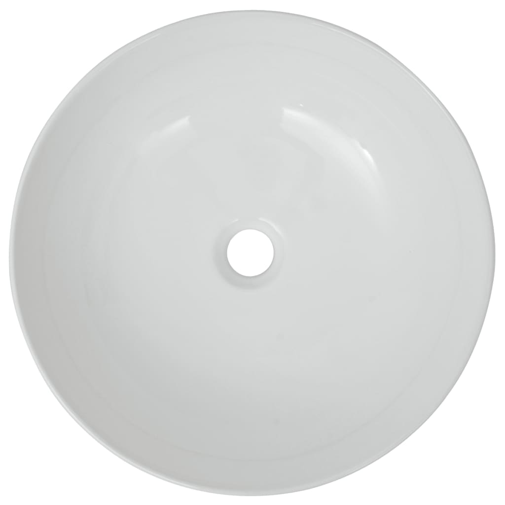 Round Ceramic Basin, White