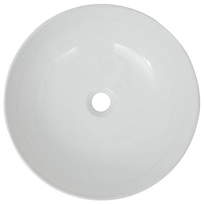 Round Ceramic Basin, White