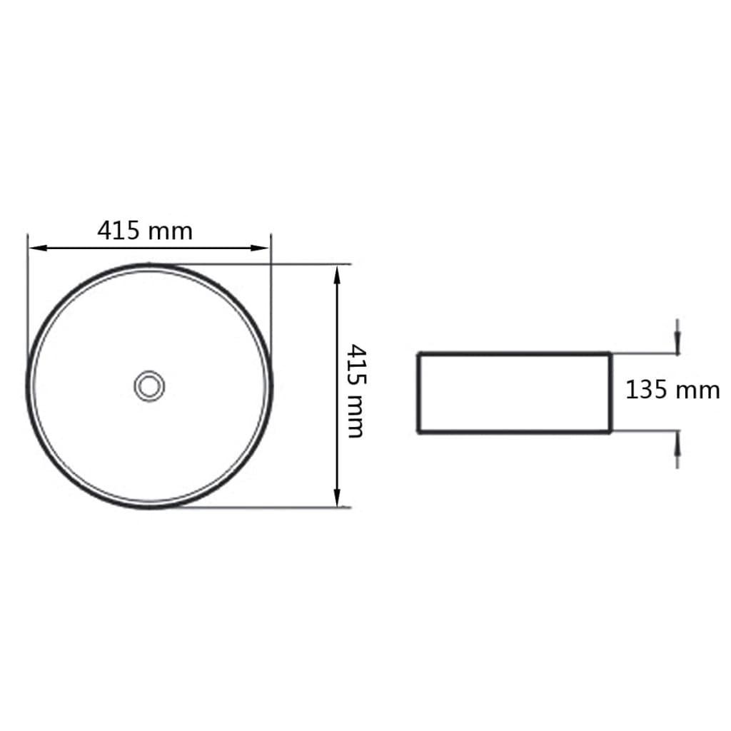 Round Ceramic Basin, White