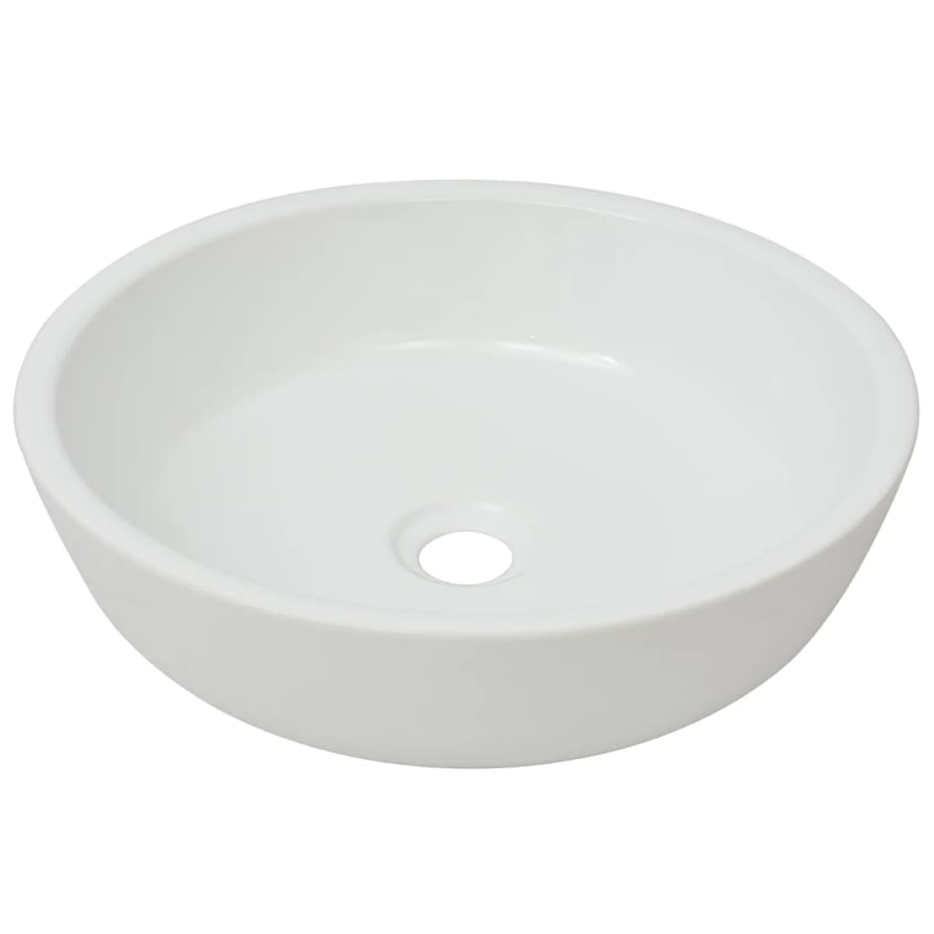 Round Ceramic Basin, White