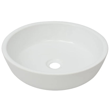 Round Ceramic Basin, White