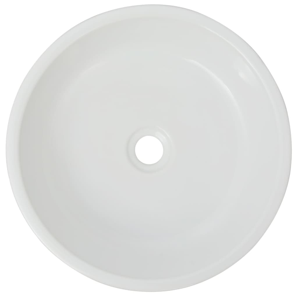 Round Ceramic Basin, White