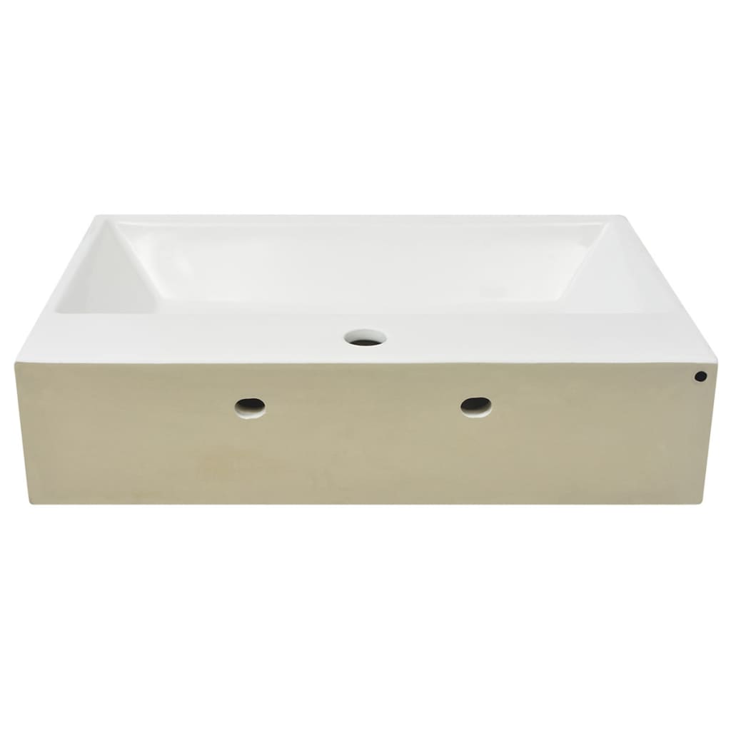 Ceramic Wash Basin with Faucet Hole in White - Bend