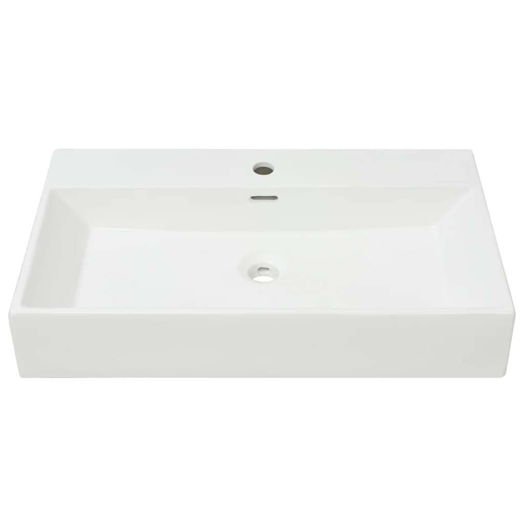 White Ceramic Basin with Faucet Hole - Bend