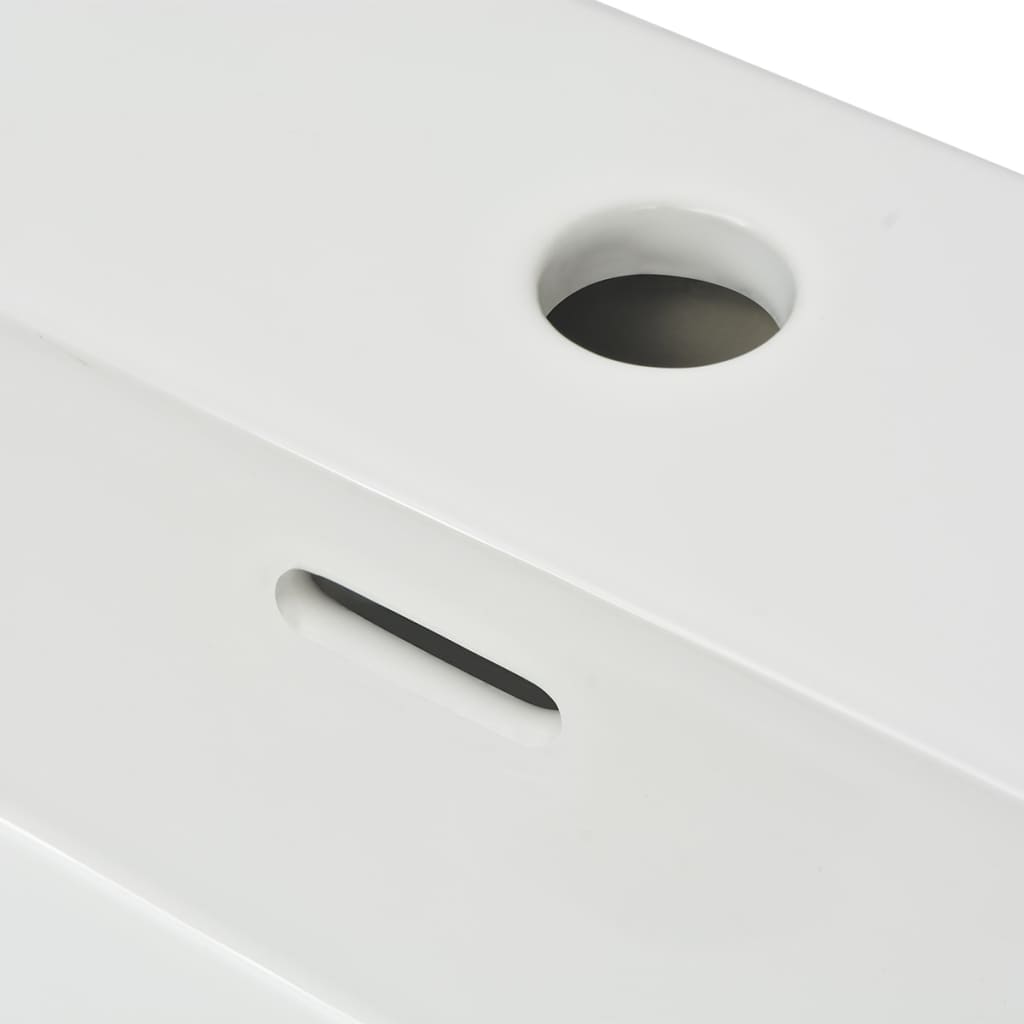 White Ceramic Basin with Faucet Hole - Bend