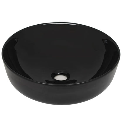 Black Ceramic Round Washbasin - Bend