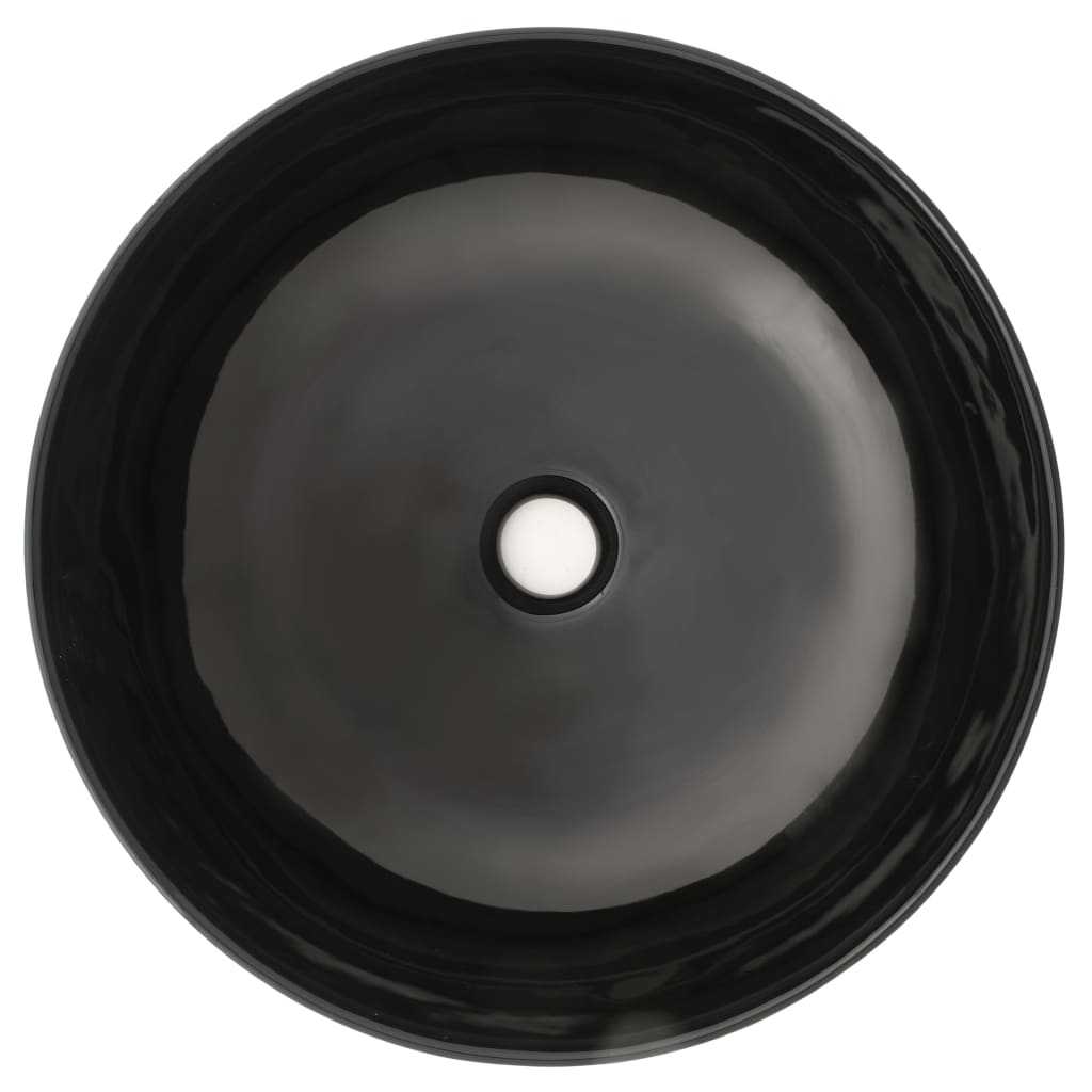 Black Ceramic Round Washbasin - Bend