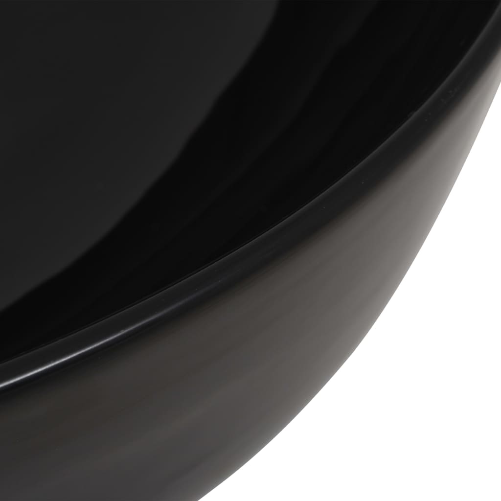 Black Ceramic Round Washbasin - Bend