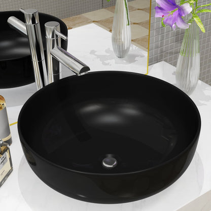 Black Ceramic Round Washbasin - Bend