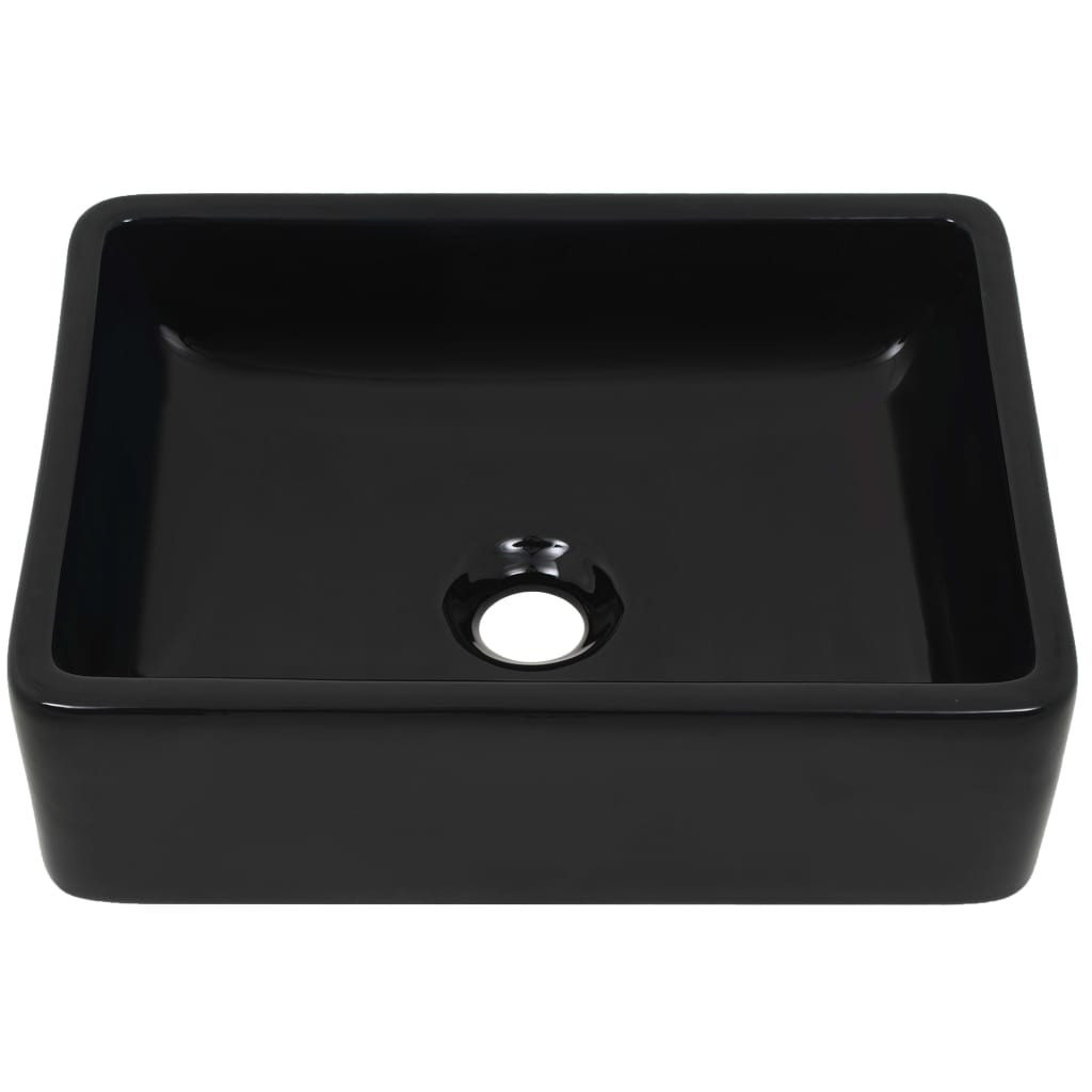 Black Ceramic Rectangular Basin for Modern Bathrooms - Bend