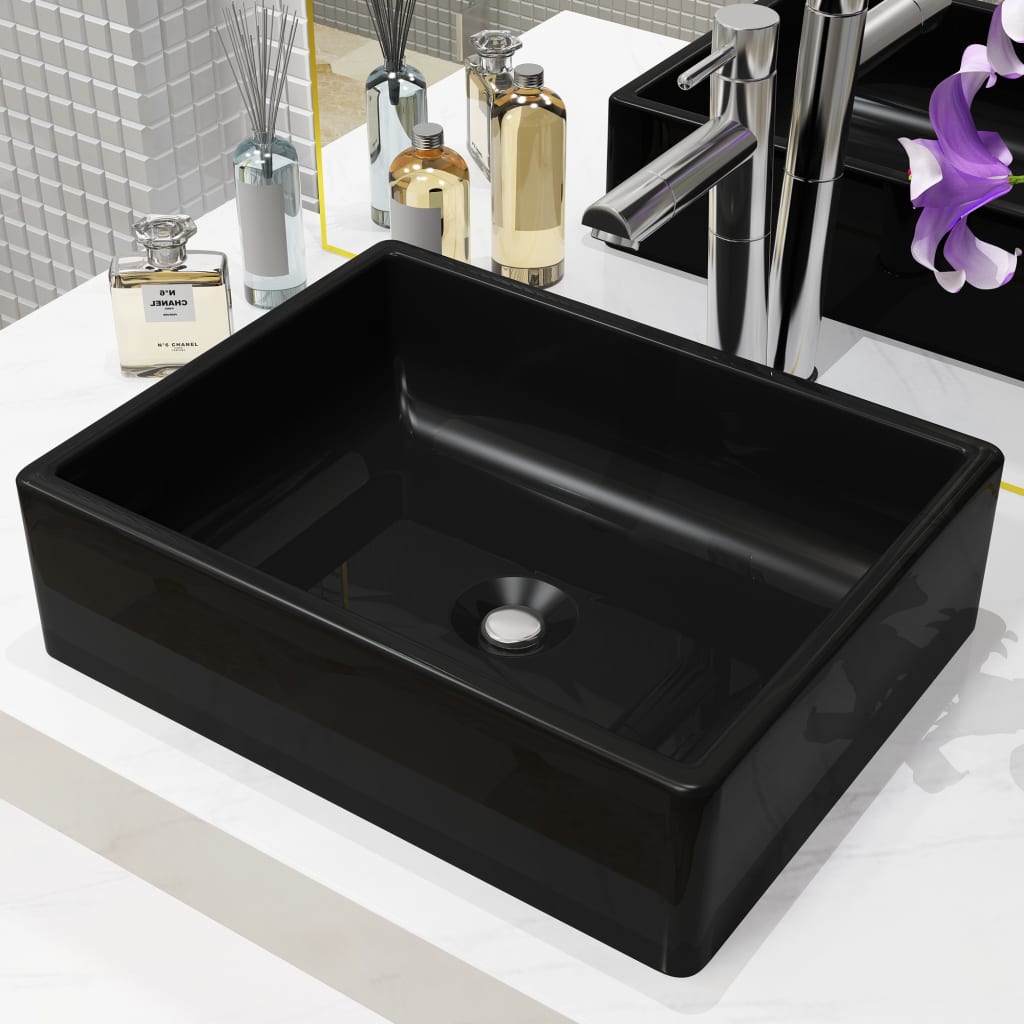 Black Ceramic Rectangular Basin for Modern Bathrooms - Bend