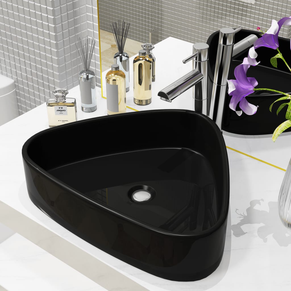 Black Ceramic Triangle Washbasin - Bend