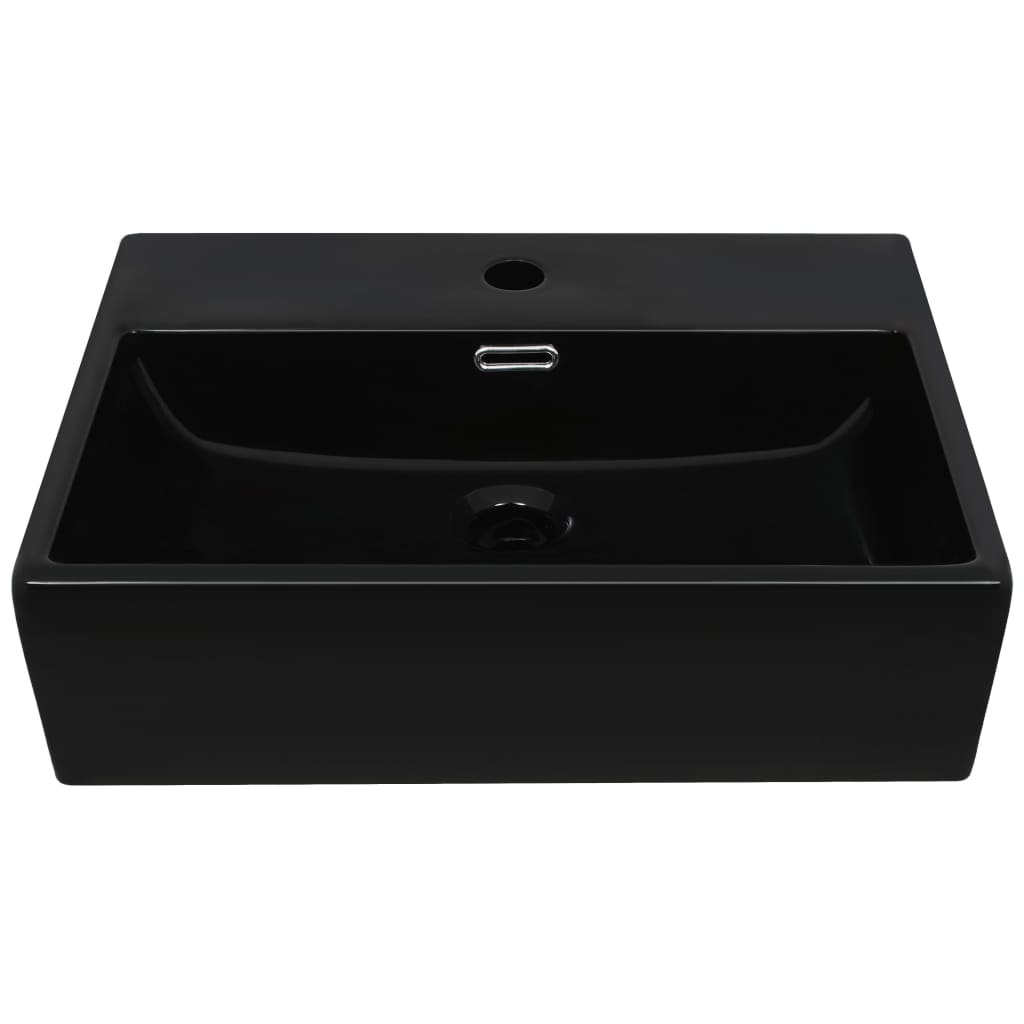 Black Ceramic Basin with Faucet Hole - Bend