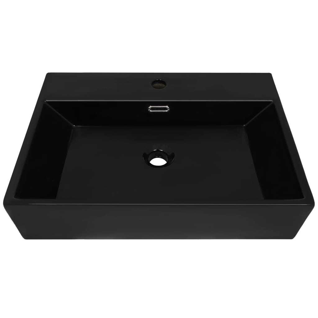 Ceramic Black Basin with Faucet Hole - Bend