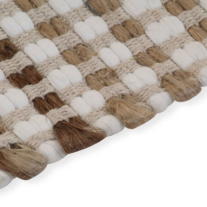 Hand-Woven Jute Bathroom Mat Set Fabric Natural and White - Bend