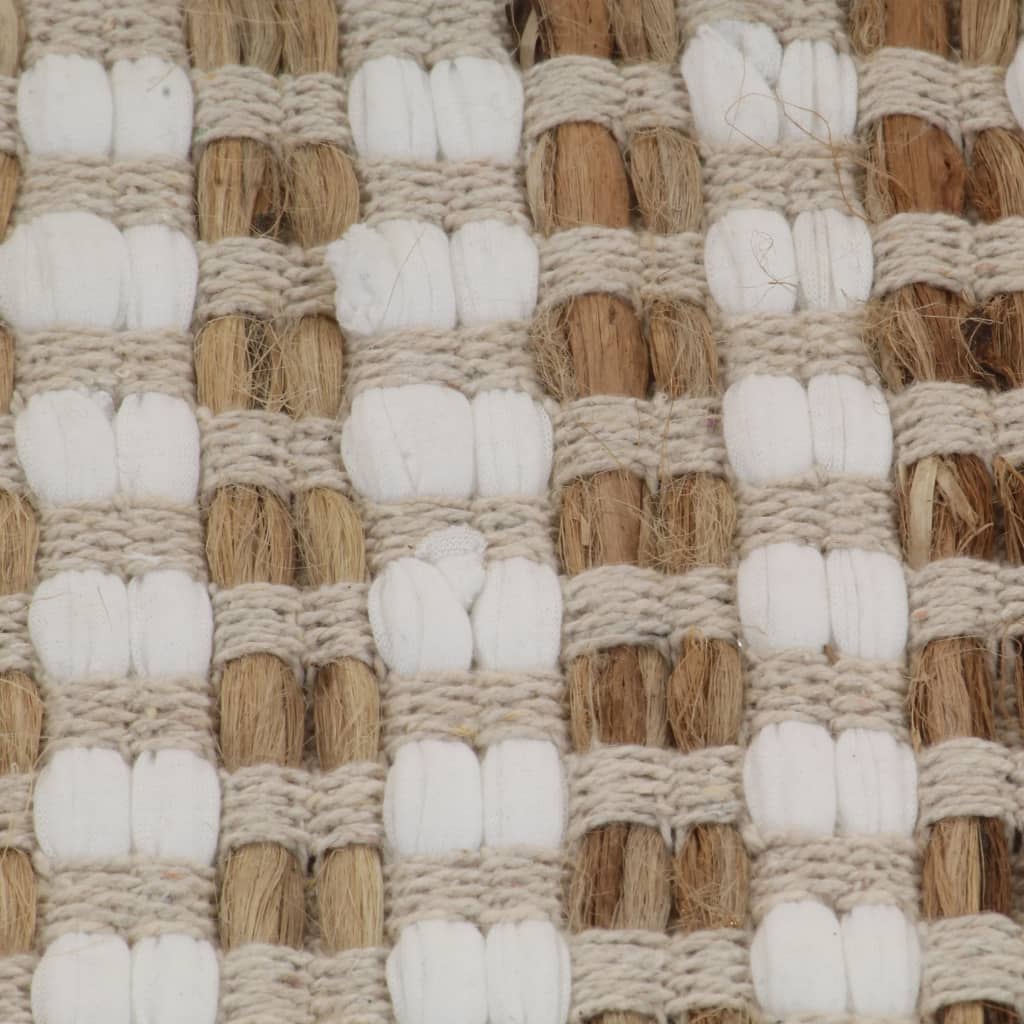 Hand-Woven Jute Bathroom Mat Set Fabric Natural and White - Bend