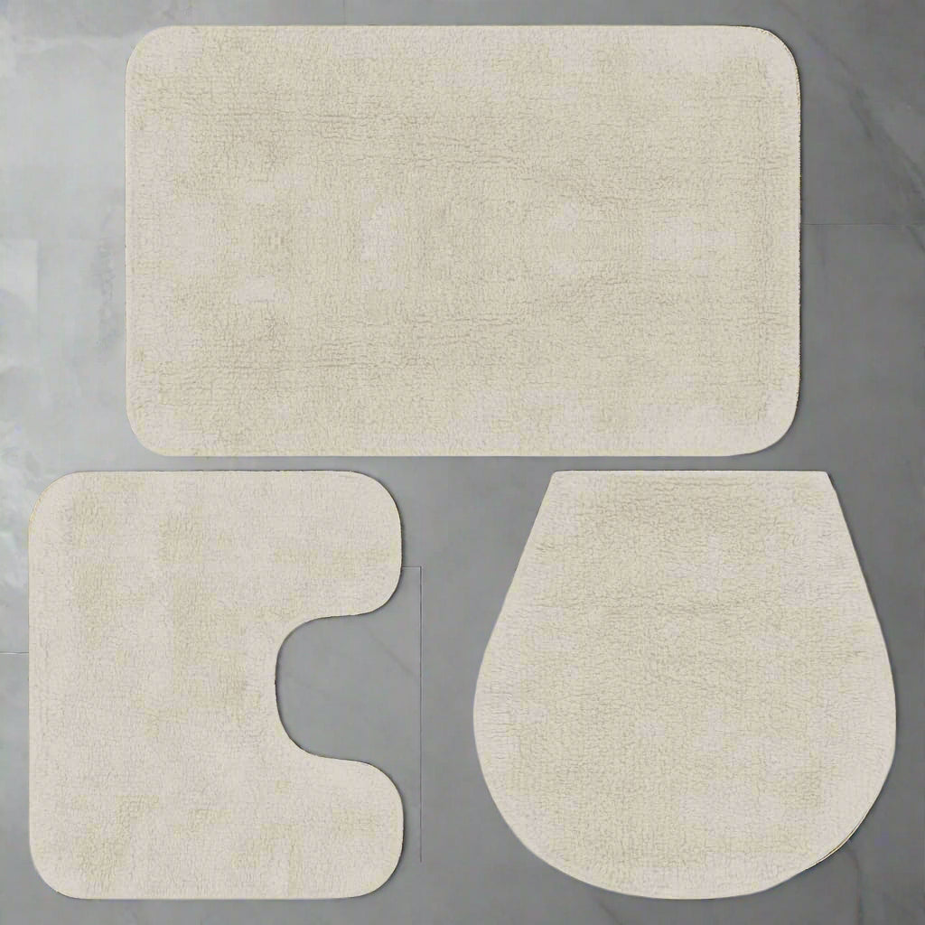 Bathroom Mat Set Fabric - 2 or 3 Pieces in Various Colors - Bend