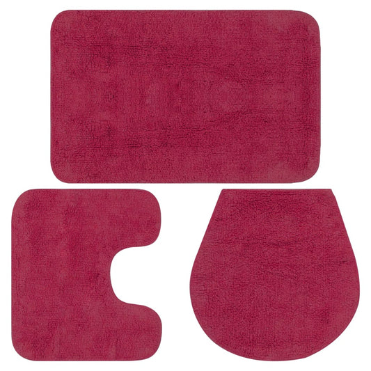 Bathroom Mat Set 3 Pieces Fabric Fuchsia - Bend