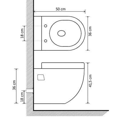 Wall-Hung Toilet Ceramic Black