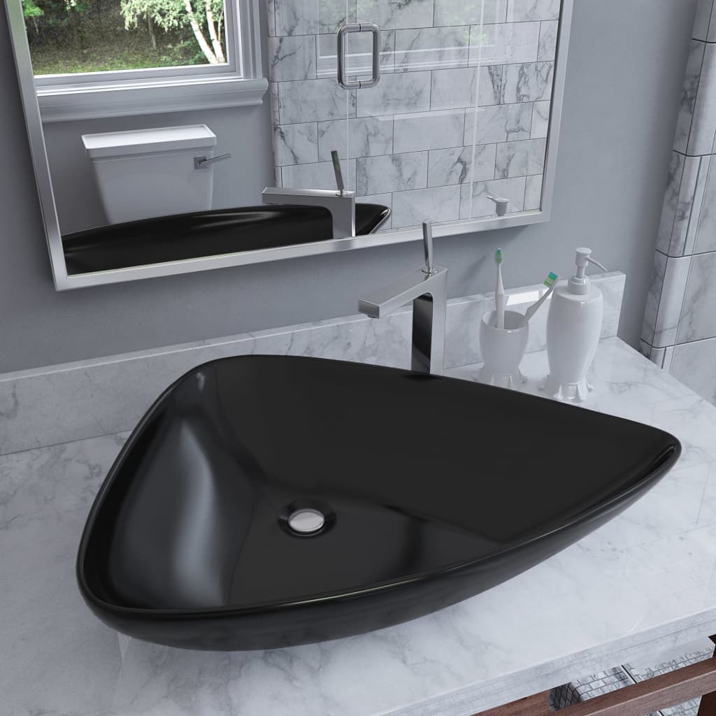 Black Triangle Ceramic Washbasin - Bend