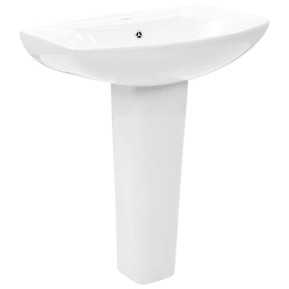 Freestanding Basin with Pedestal Ceramic White 650x520x200 mm - Bend