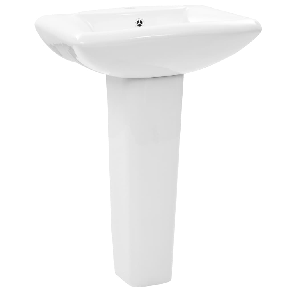 Freestanding Basin with Pedestal Ceramic White 580x470x200 mm - Bend