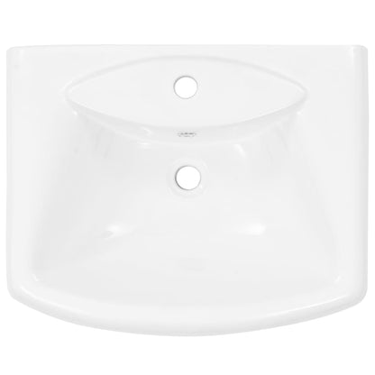 Freestanding Basin with Pedestal Ceramic White 580x470x200 mm - Bend