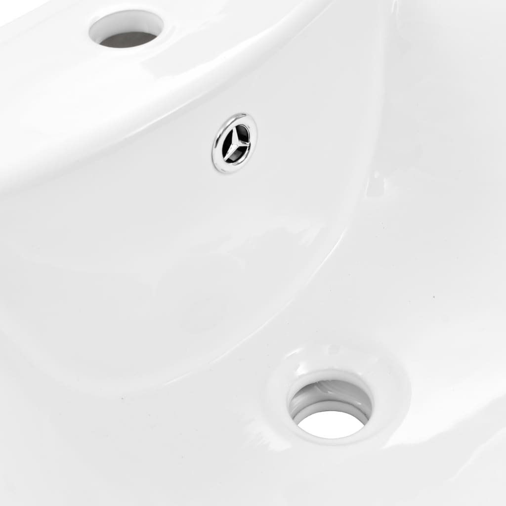 Freestanding Basin with Pedestal Ceramic White 580x470x200 mm - Bend