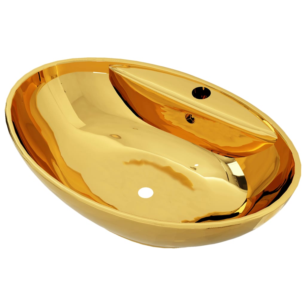 Wash Basin with Overflow 58.5x39x21 cm Ceramic Gold