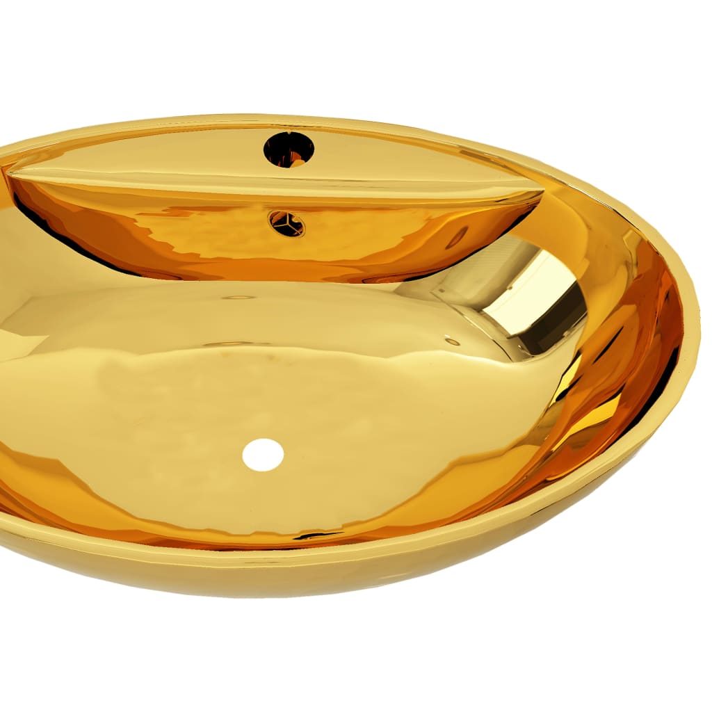 Wash Basin with Overflow 58.5x39x21 cm Ceramic Gold