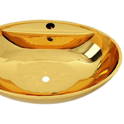 Wash Basin with Overflow 58.5x39x21 cm Ceramic Gold