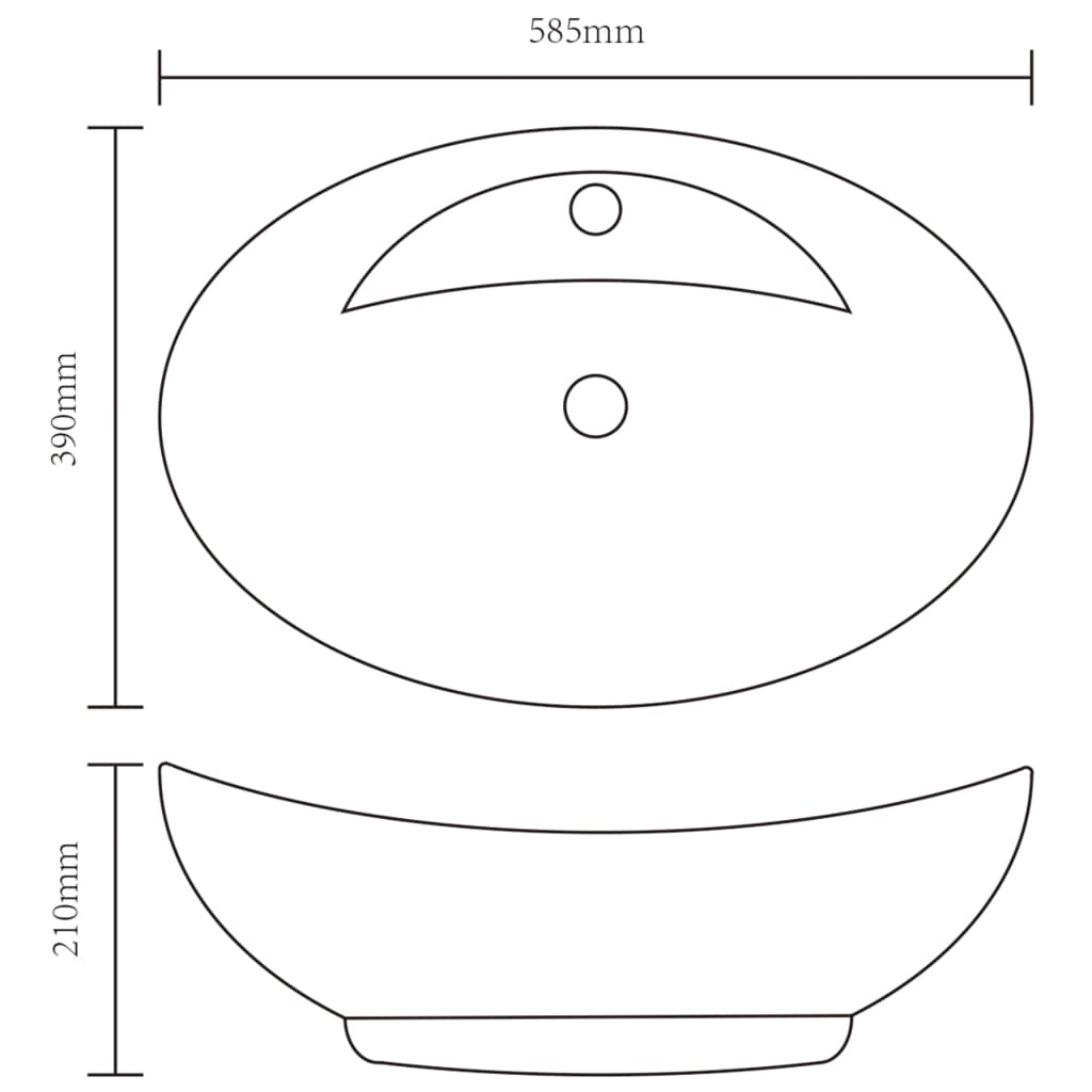 Wash Basin with Overflow 58.5x39x21 cm Ceramic Gold